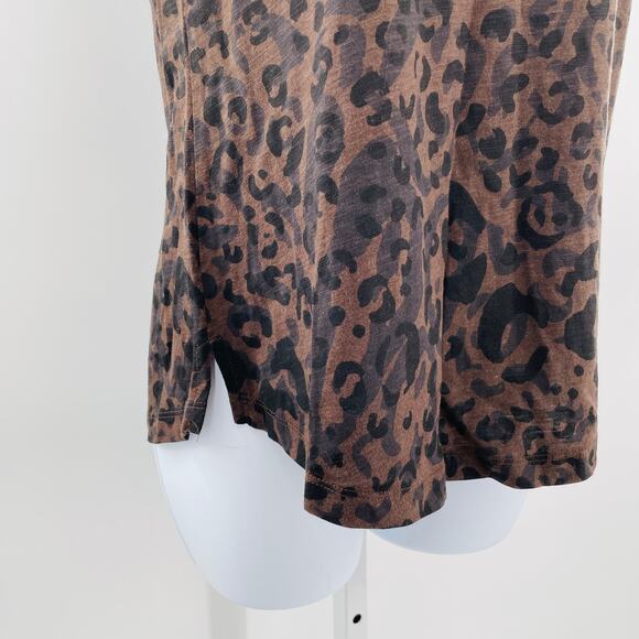 SANCTUARY Alma Brown Black Leopard Print Scoop Neck Cap Sleeve Tee Top XS - Picture 4 of 9